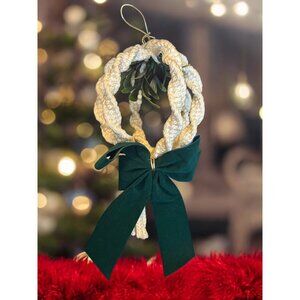 Vintage 1970's Macrame Mistletoe Kissing Ball 12"